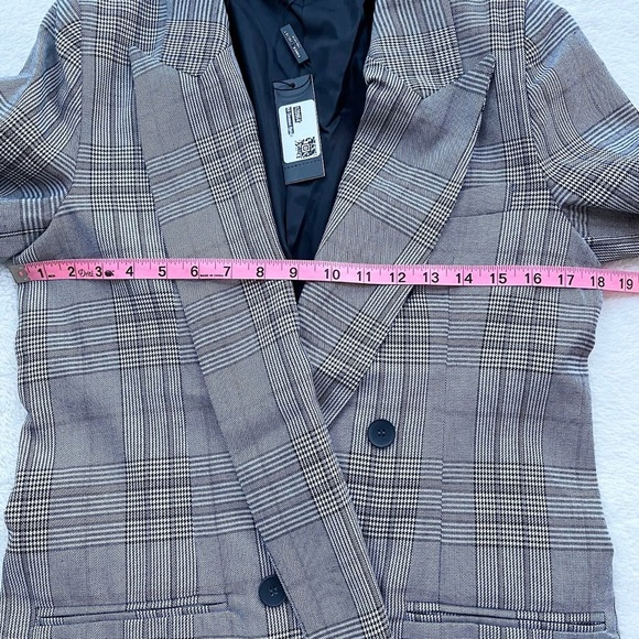 Romeo & Juliet Couture | Black/White/Red Plaid Open Front Fringed Blazer *NWT* - Picture 14 of 15